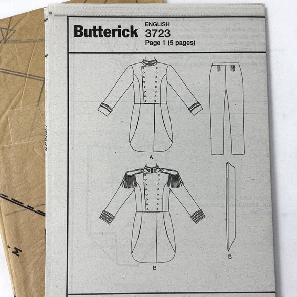 Butterick 3723 Mens 19th Century Military Officer Uniform Pattern Sz Sml Med NWT - Picture 4 of 9